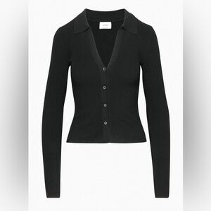 Aritzia Wilfred Women's Black Button-Front Collared Sweater